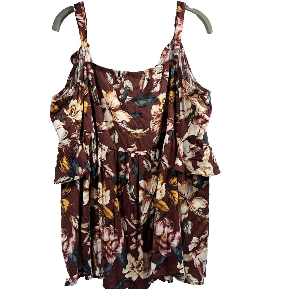 Torrid Women's Babydoll Top Size XL Floral‎ Ruffle Adjustable Straps Sleeveless